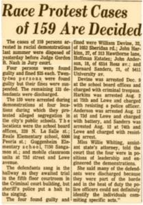 A 1963 clip from the Chicago Tribune mentioning Sanders arrest